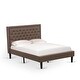 preview thumbnail 3 of 42, 2 Piece Bed Set -Bed with Brown Linen Fabric Button Tufted Headboard - 1 Night Stand (Bed Size Options)