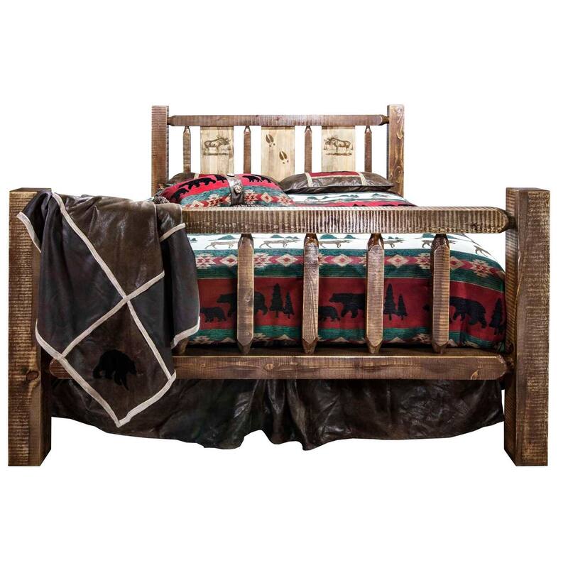 California King Bed - Moose Design Log Bed - Rustic Timber Style Bed Frame - Solid Wood Bed
