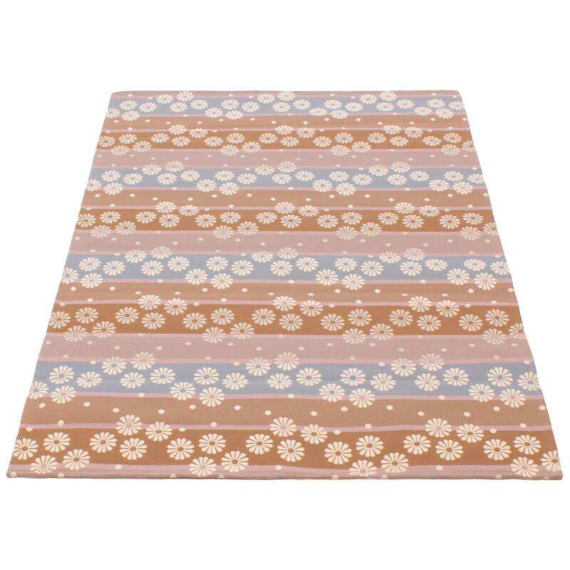 ECARPETGALLERY Machine Woven Lotus Mod Tan Cotton Rug - 4'4 x 6'8