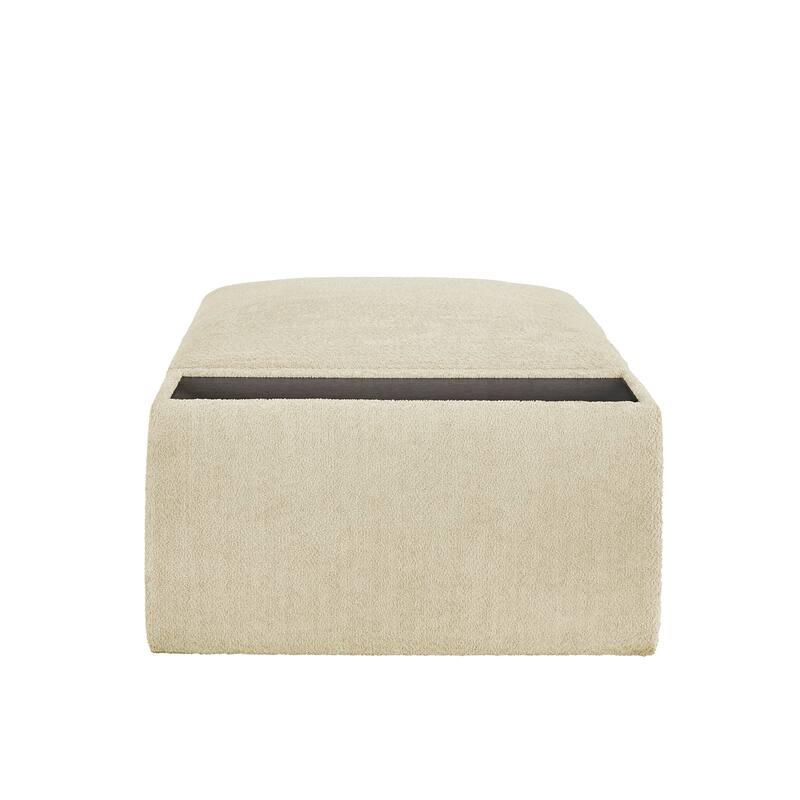 Sebastopol Boucle Fabric Storage Ottoman With Table and Casters by iNSPIRE Q Modern