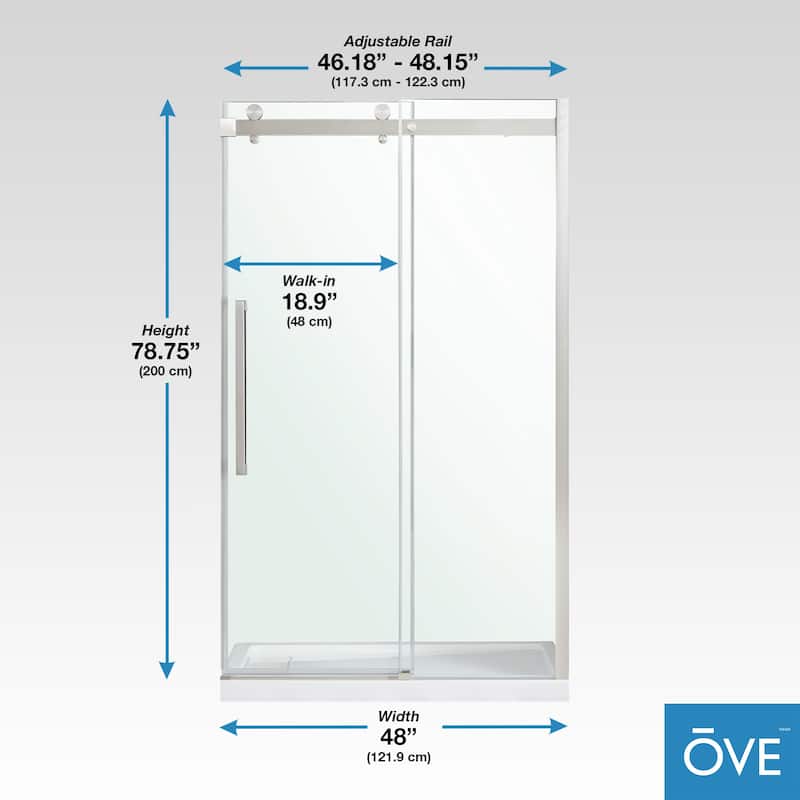 OVE Decors Bel Soft-Close Frameless Sliding Soft Close Shower Door