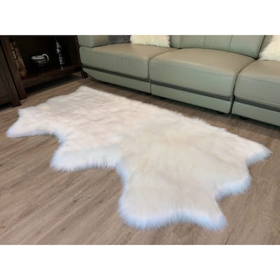 Ovella Home Premium Luxurious Faux Sheepskin 3-Pelt Plush Shag Area Rug - 3' x 5'6' - 3' x 6'