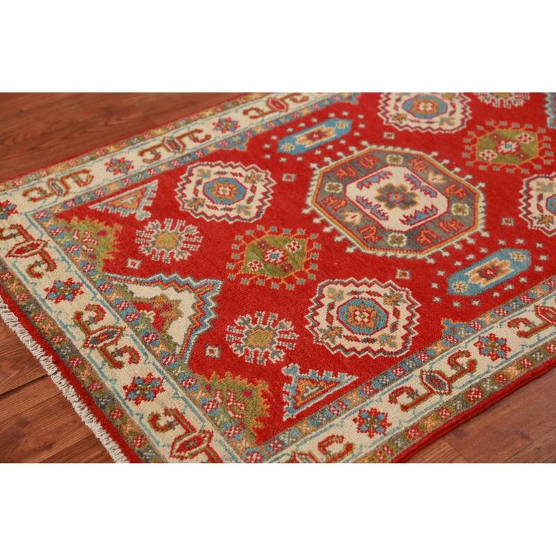 Traditional Red Kazak Foyer Rug Handmade Wool Carpet - 2'7"x 4'2"