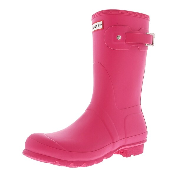 short pink hunter rain boots