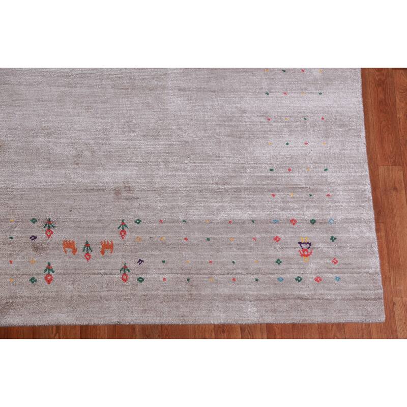 Hand Knotted Oriental 100% Wool Carpet Tribal Tribal Beige & Ivories Gabbeh Area Rug - 12' 4'' X 9' 0''