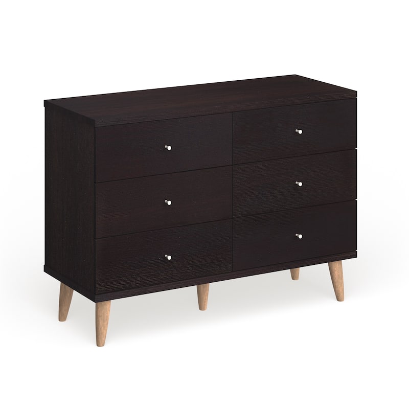 DH BASIC Cappuccino 6-drawer Dresser with Knobs by Denhour - Cappuccino - 6-drawer