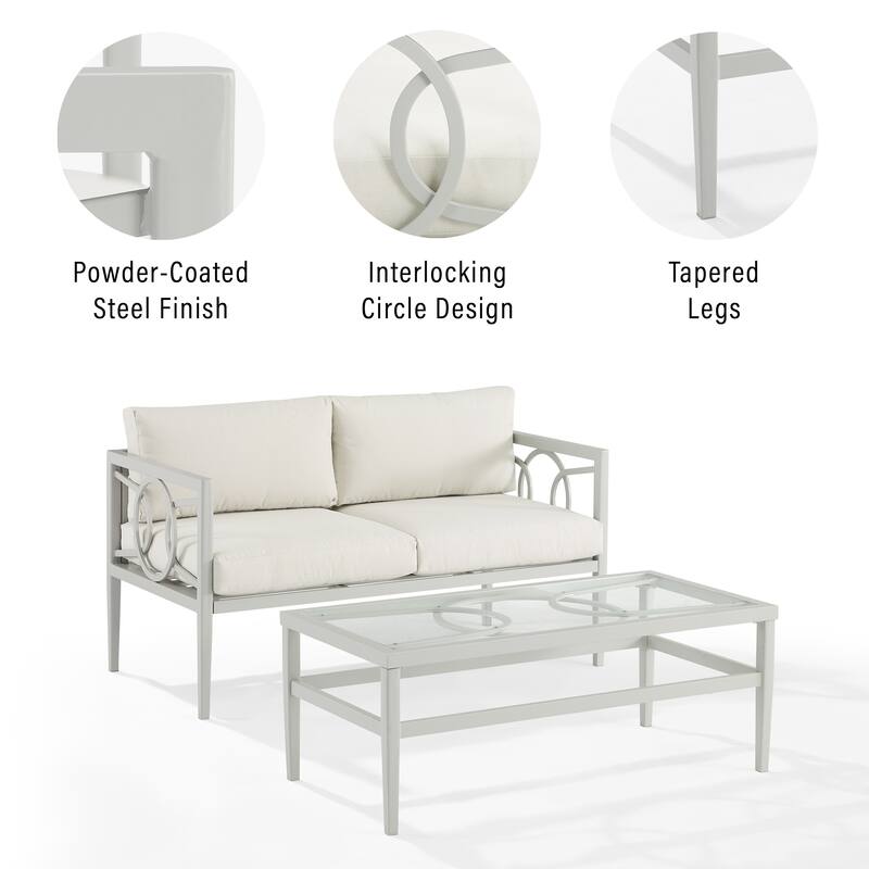 Ashford 2Pc Outdoor Metal Conversation Set - 67"x52"x31.5"