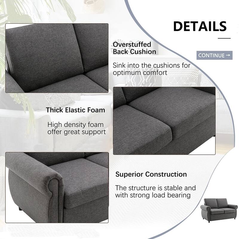 57.9" Pull Out Sofa Bed Loveseat Sleeper with Twin Memory Mattress
