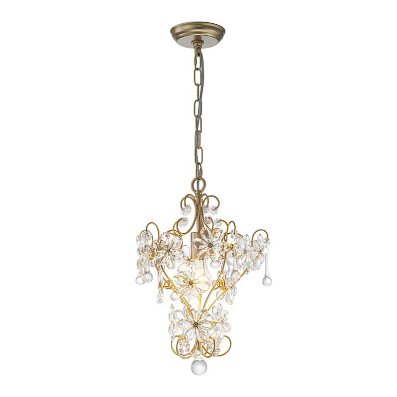 Vintage Luxe 1-Light Cutting Crystal Flower Decor Gold Chandelier