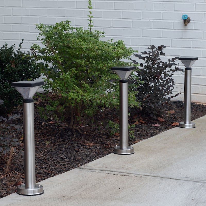 Luxor Stainless Steel Black Bollard Pathway Solar LED Landscape Light