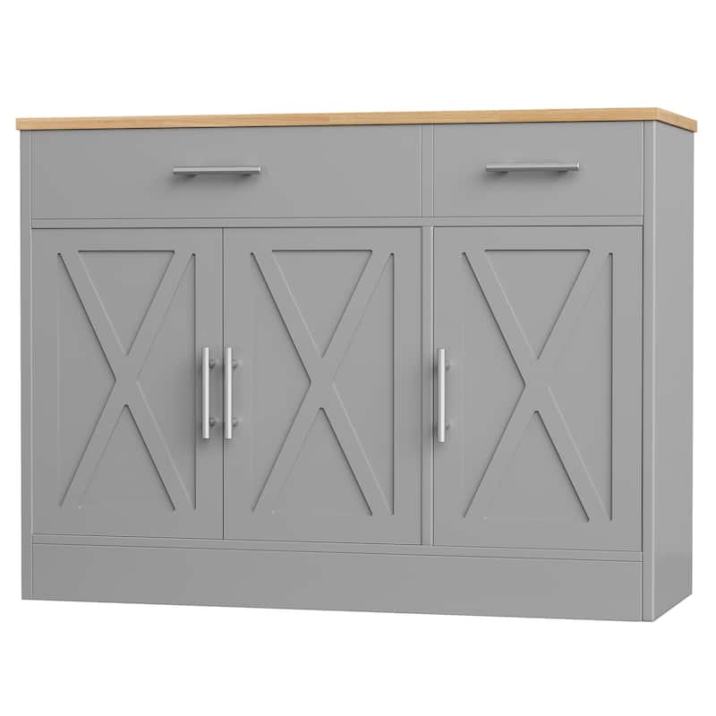 3-Door Buffet Sideboard Accent Cabinet - Multifunctional Organizer