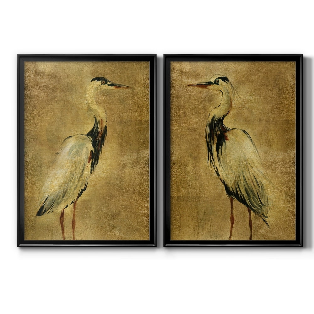 Gold Crane at Dusk I Premium Framed Print - Ready to Hang - Multi-Color