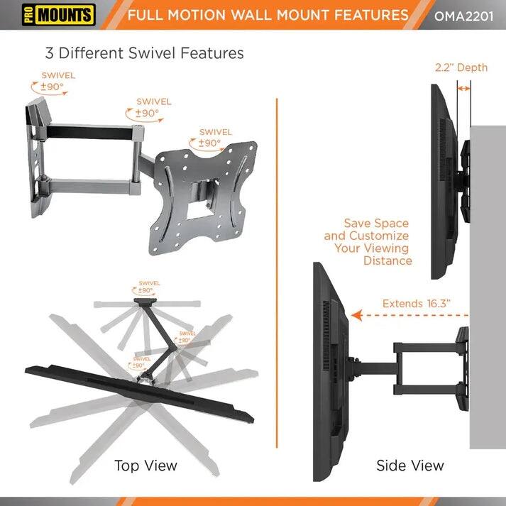 ProMounts Full Motion TV Wall Mount for 26 to 45 Inch TVs