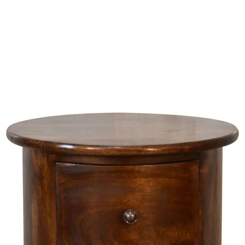 Artisan Furniture Mango Solid Wood 3 Drawer Chestnut Drum ,Dark Brown