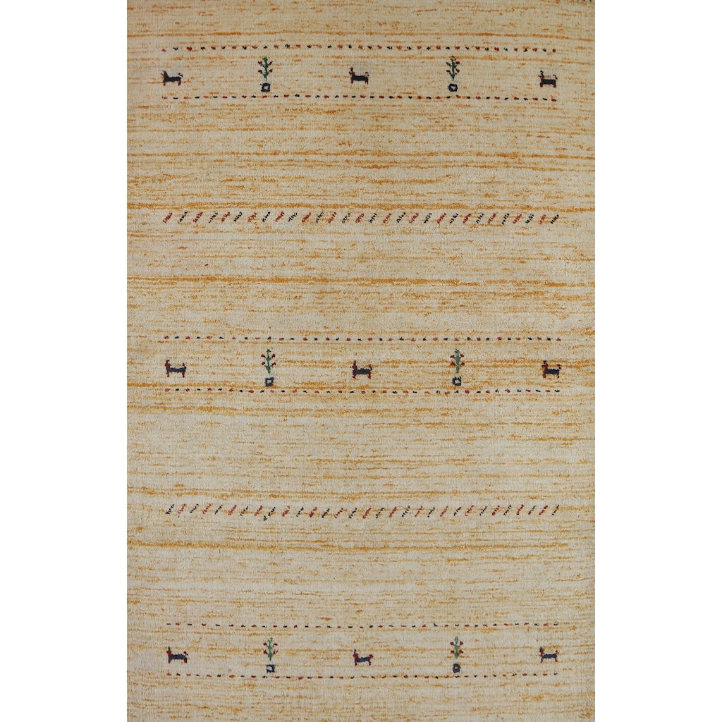 Little Animals Gabbeh Indian Rug Handmade Wool Carpet - 3'10" x 5'9"