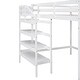 preview thumbnail 16 of 14, Full Size Loft Bed with Built-in Storage Staircase and Hanger for Clothes, White - Solid Pine Wood Frame, Maximized Space