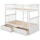 preview thumbnail 7 of 8, White Wood Twin over Twin Convertible Beds Bunk Bed with 2 Drawers and Ladder