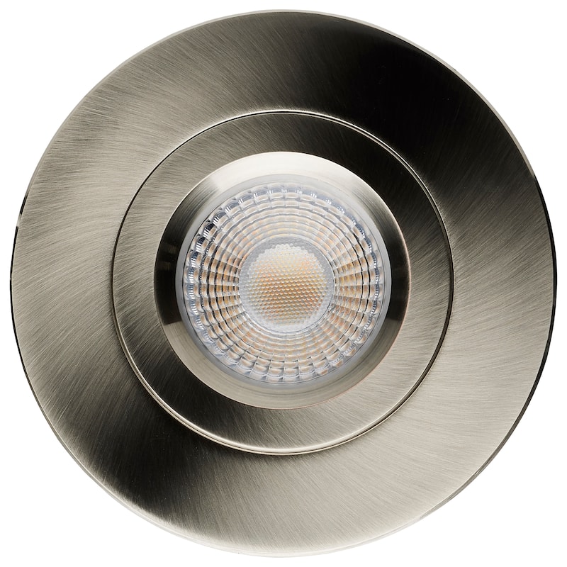 12W LED Direct Wire Downlight Gimbaled 4In CCT Selectable Round Remote Driver Brushed Nickel 850L - Brushed Nickel