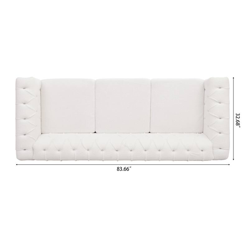 Modern Teddy Velvet Sofa with Birch Legs and Quilted Backrest, 660 lbs Capacity