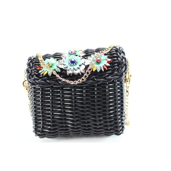 Betsey Johnson New Black Basket Case Small Woven Crossbody Betsey Johnson New Black Basket Case Small Woven Crossbody Handbag