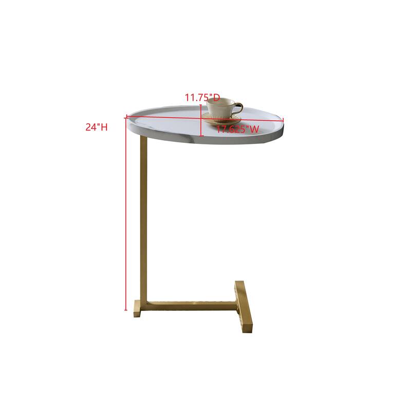 Brody Collection Gold Metal C-Shaped Wood Side Table