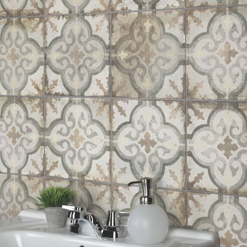 Merola Tile D'Anticatto Decor Palazzo 8-3/4" x 8-3/4" Porcelain Floor and Wall Tile - Case (20 Tiles)