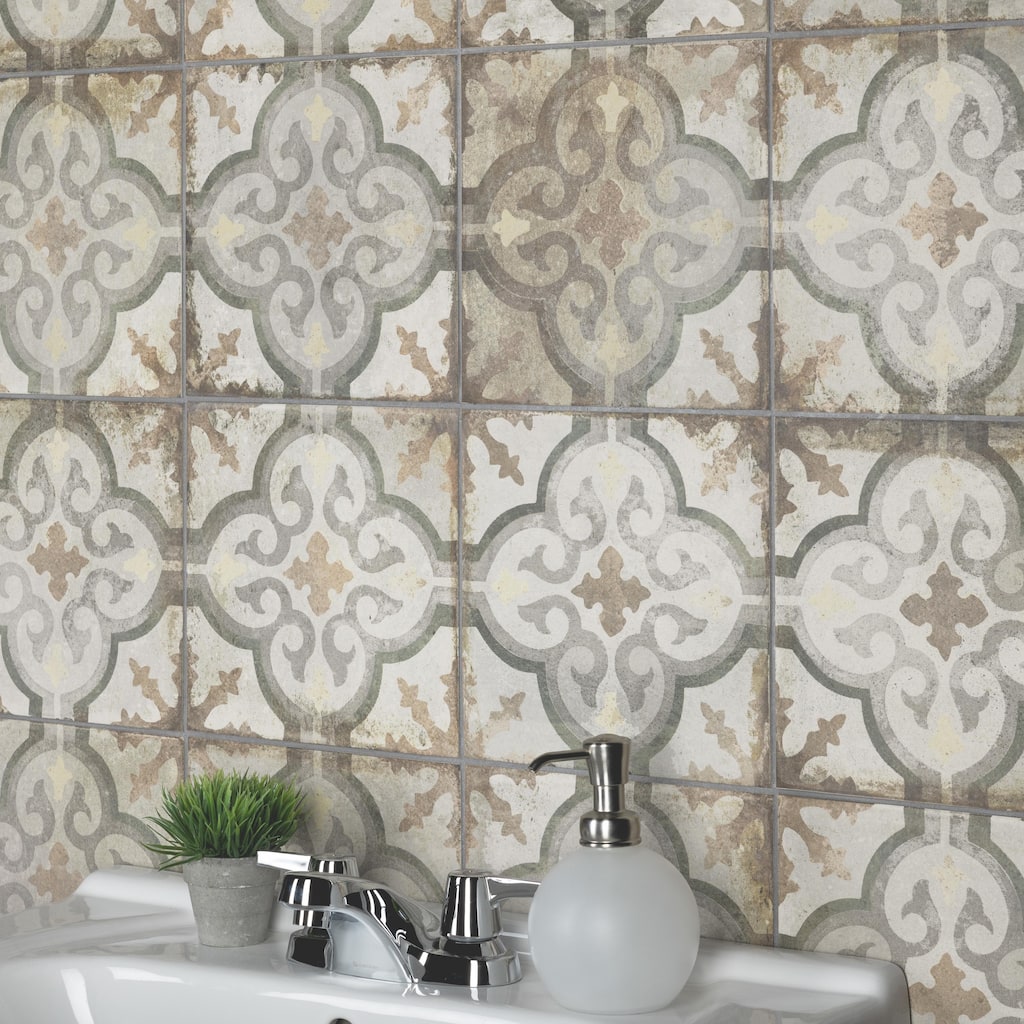 Merola Tile D'Anticatto Decor Palazzo 8-3/4" x 8-3/4" Porcelain Floor and Wall Tile