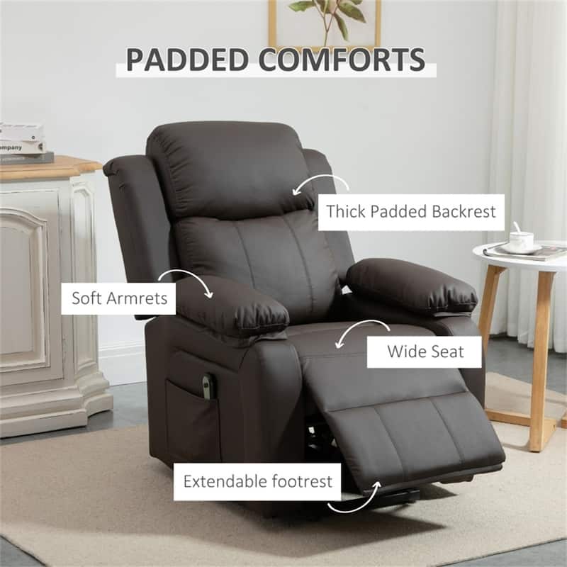 Brown PU Leather Power Lift Recliner Chair with Footrest and Remote