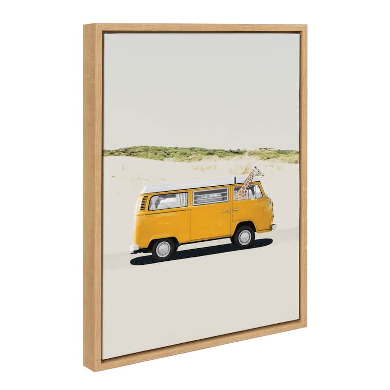 Kate and Laurel Sylvie Giraffe Adventure Canvas by July Art Prints - 18x24 - Natural