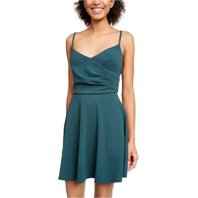 Trixxi Womens Rouched Fit & Flare Dress,, Green, Medium