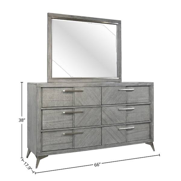 grey 6 drawer double dresser Aries 6-Drawer 66