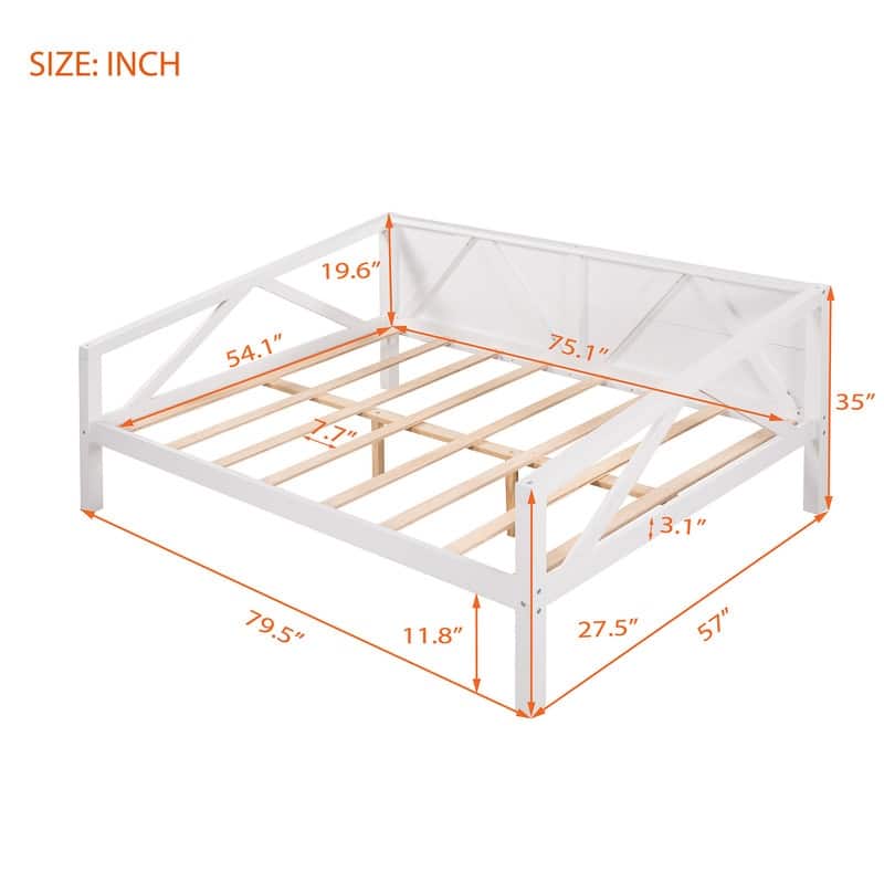 Full Size Daybed, Wooden Daybed Sofa Bed Frame, Multi-Functional Daybed ...