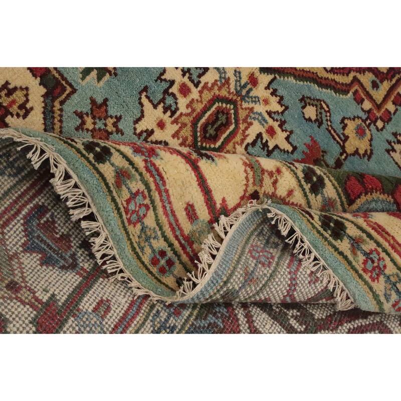 Hand Knotted Oriental 100% Wool Carpet Traditional Medallion Navy Blue & Blues Heriz (serapi) Area Rug - 9' 10'' X 8' 0''