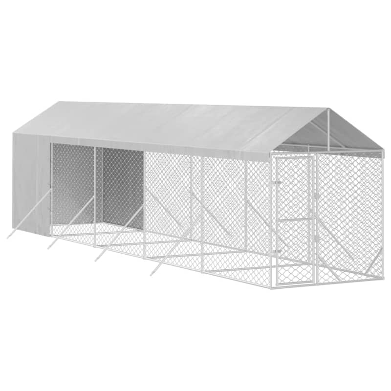 vidaXL Outdoor Dog Kennel with Roof Silver Galvanized Steel