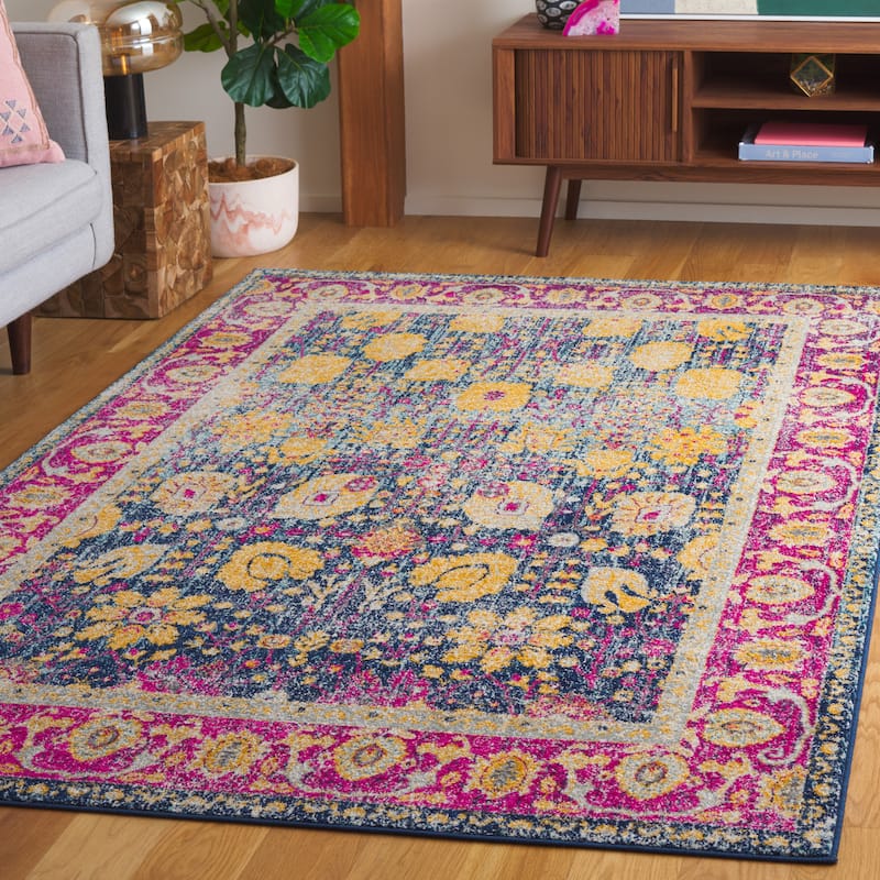 SAFAVIEH Granada Saapke Distressed Vintage Boho Oriental Rug - 9' x 12' - Blue/Fuchsia