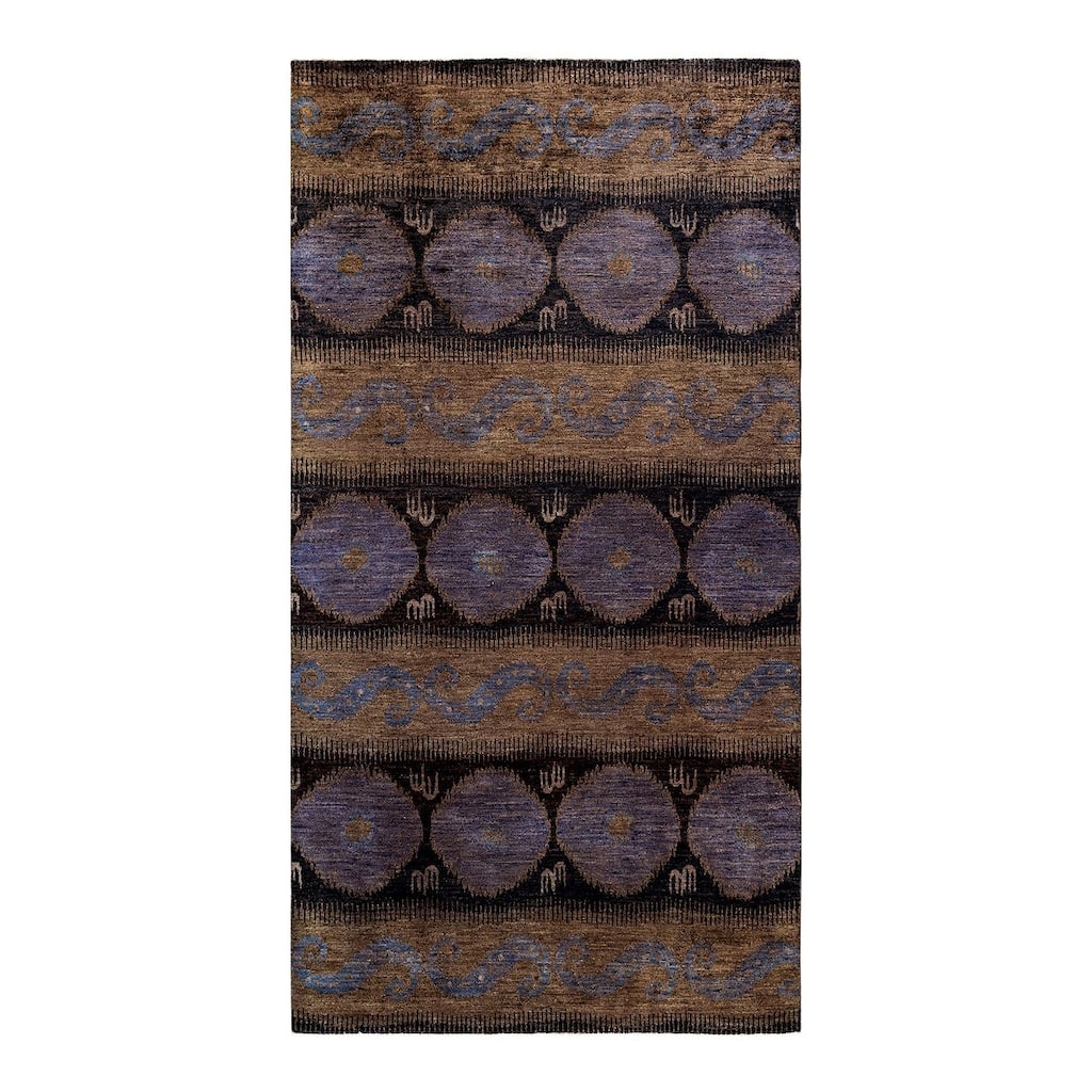 Overton Hand Knotted Wool Vintage Inspired Modern Contemporary Overdyed Black Area Rug - 6' 1" x 11' 9"