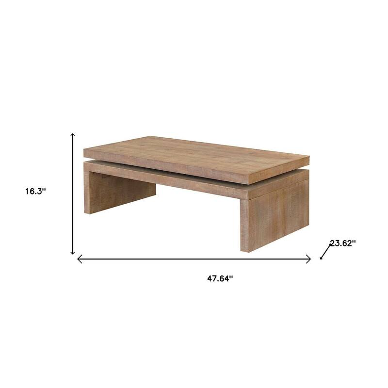 HomeRoots 48" Natural Wood Distressed Floating Frame Coffee Table - 47.64 in. x 16.30 in. x 23.62 in.