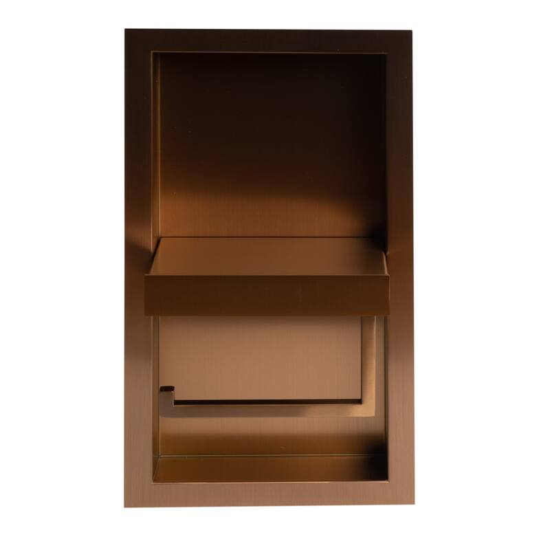 ALFI brand ABTPNP88-BC Brushed Copper PVD Stainless Steel Recessed Toilet Paper Holder Niche - Brown