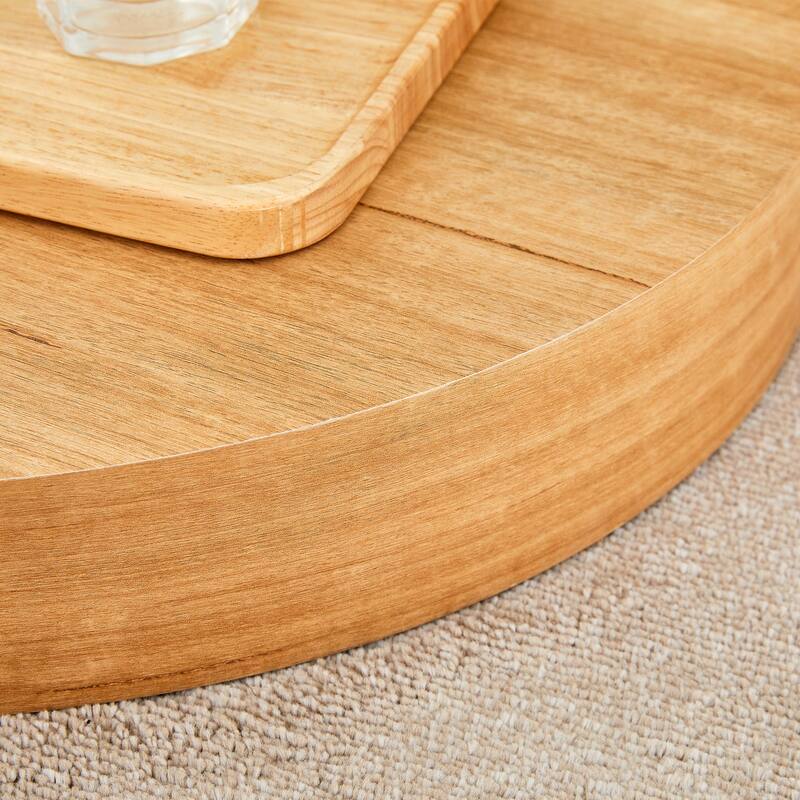 Roomfitters Double Layer Coffee Table with White Marble and Wood Grain Finish, Artistic Modern Design