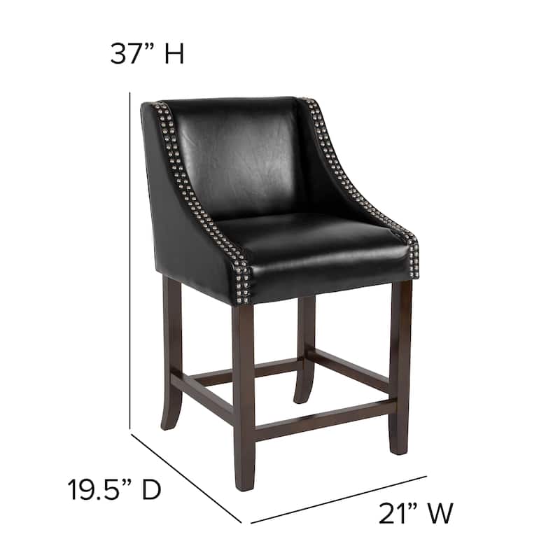 24-inch Transitional Curved Walnut Counter Height Stools (Set of 2) - 20"W x 22"D x 36"H