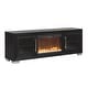 preview thumbnail 8 of 16, Furniture of America Fionna Modern Black Electric Fireplace TV Stand with LED and Shelves