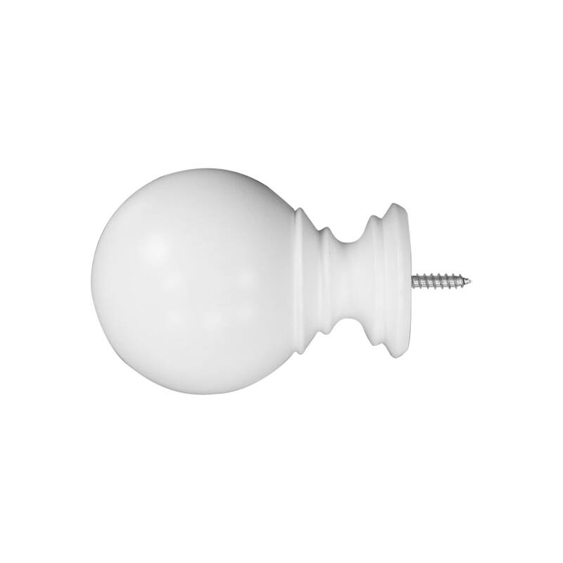 Mix & Match Wood Finials for Wood Curtain Rod (2-Pack) - Ball - White