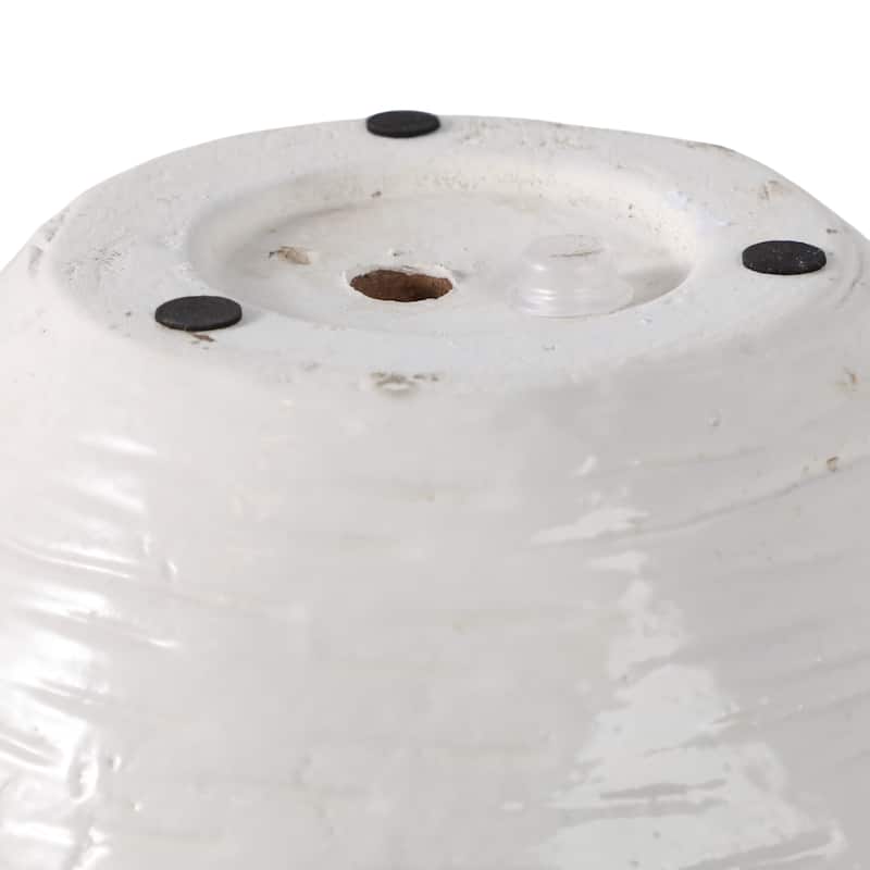 Pottery Planter Textured Design Indoor Outdoor Use - 7" White, Tan - 8" x 8" x 6.5"