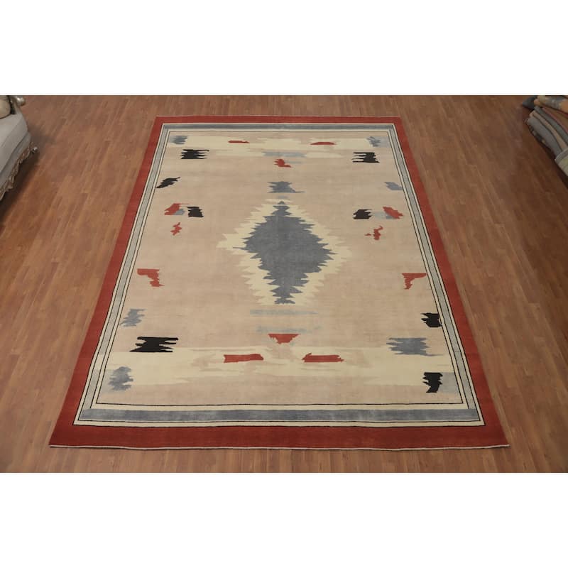 Vegetable Dye Wool Gabbeh Turkish Large Rug Handmade Wool Carpet - 14' 0'' X 10' 1''