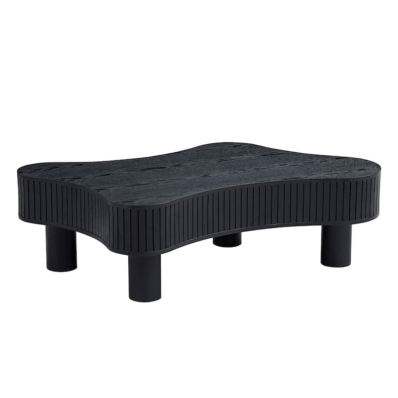 Modern Handmade Drum-Shaped Coffee Table Irregular Shape Coffee Table Small Coffee Table with Base, for Living Room
