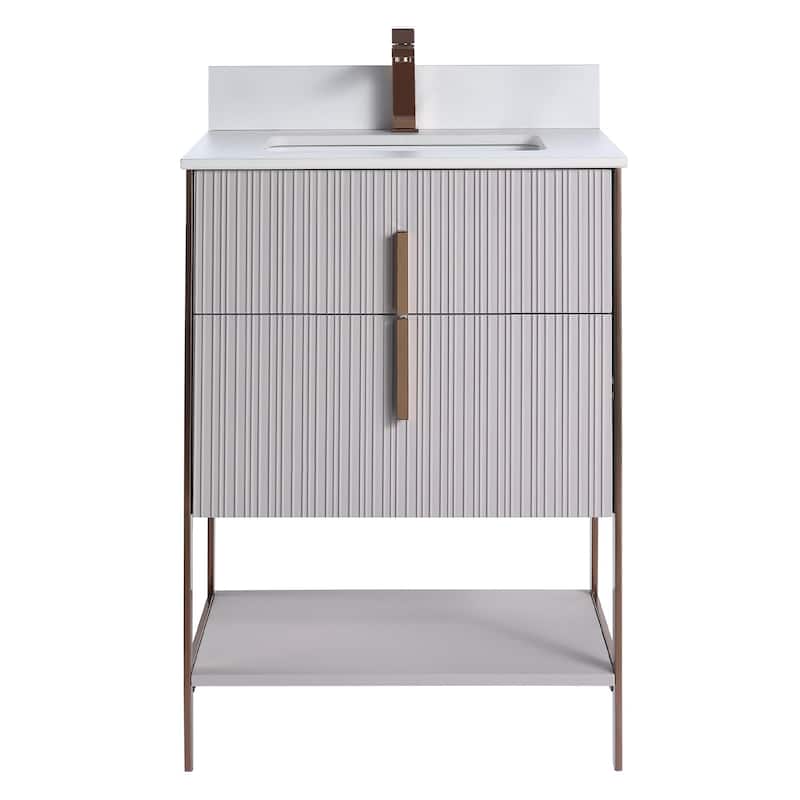 Fine Fixtures Serenity Modern Bathroom Vanity with White Stone Top