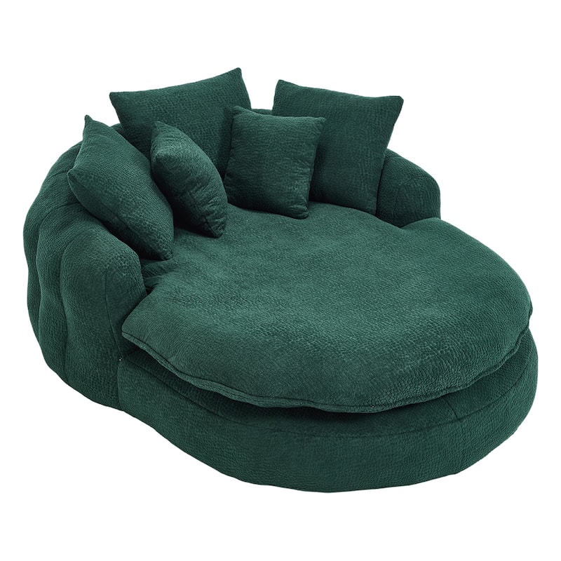 Oversized Chenille Single Sofa Chair / Oval Upholstered Bean Bag Sofa / Living Room Lazy Floor Sofa Chaise Lounges Cloud Couch