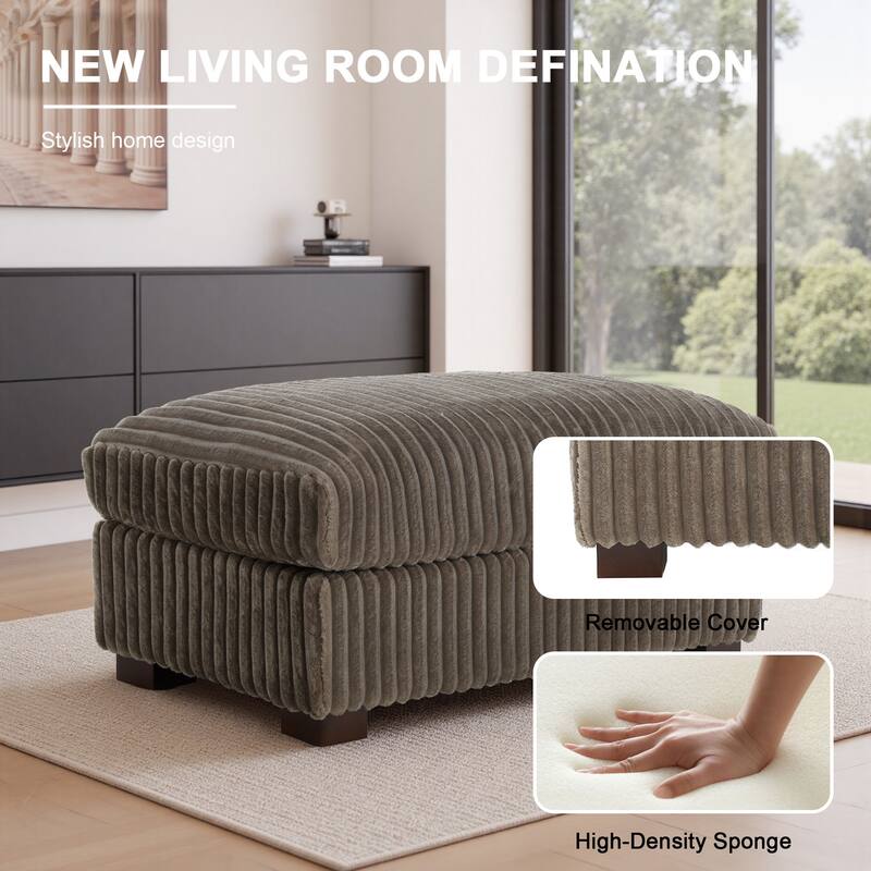 Modern Interior Rectangle Faux Fur Ottoman