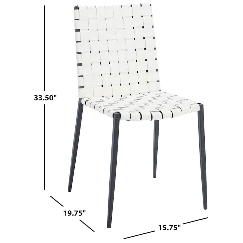 SAFAVIEH Monnie Woven Leather Dining Chair (Set of 2) - 15.8" W x 19.8" L x 33.5" H - 16Wx20Dx34H