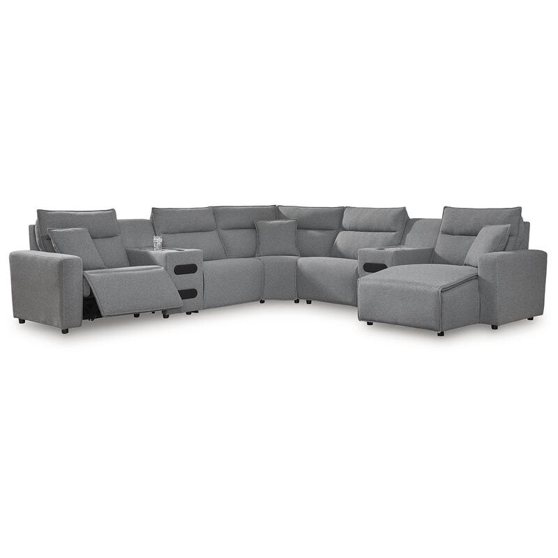 Signature Design by Ashley Modmax Gray 7-Piece Power Reclining Sectional with Chaise - 143" W x 143" D x 41" H